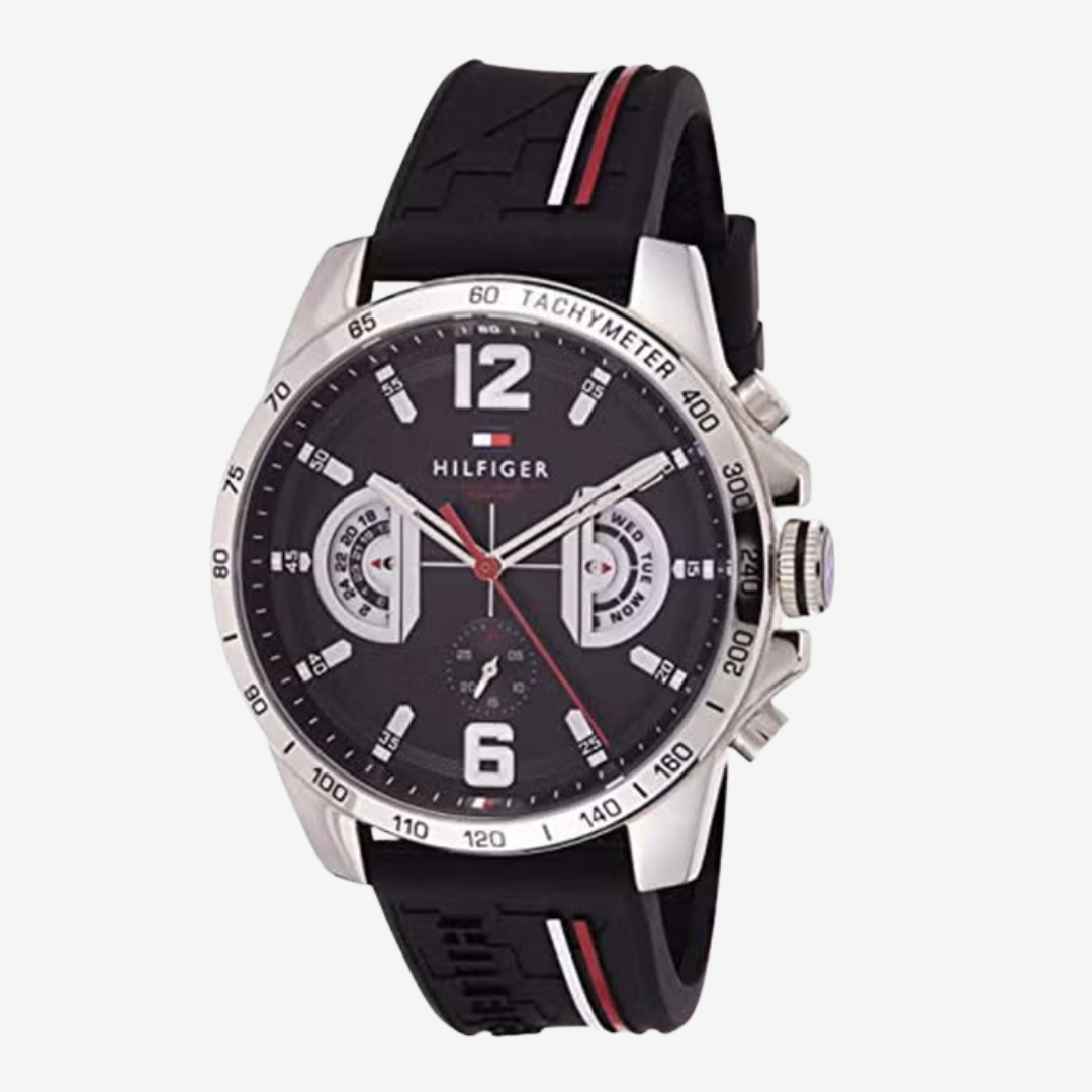 Tommy Hilfiger watch for men 1791473 44mm Black Rubber Strap - Mirror Edition