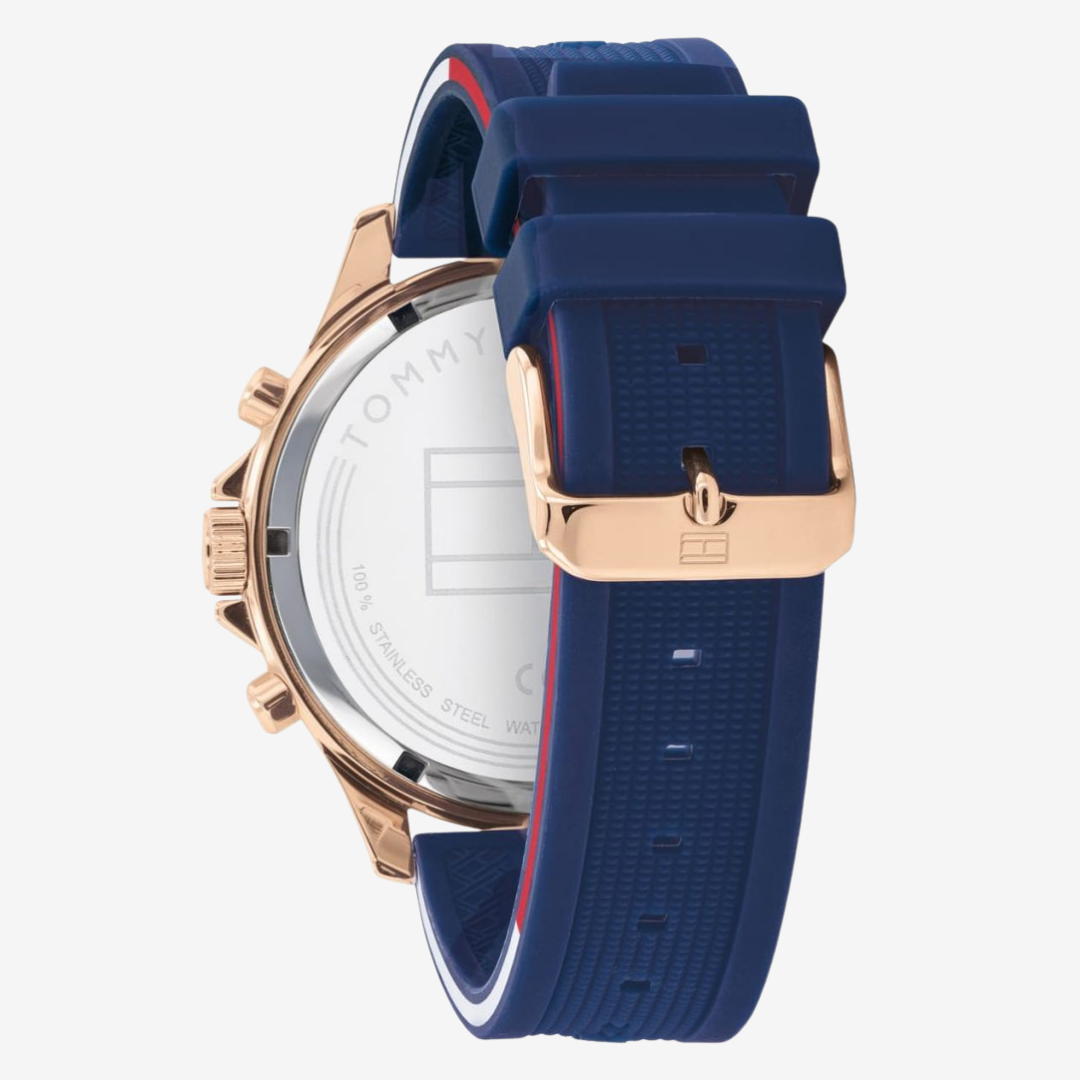 Tommy Hilfiger 44 mm Stainless Steel Case with Blue Silicone Band Men's Watch