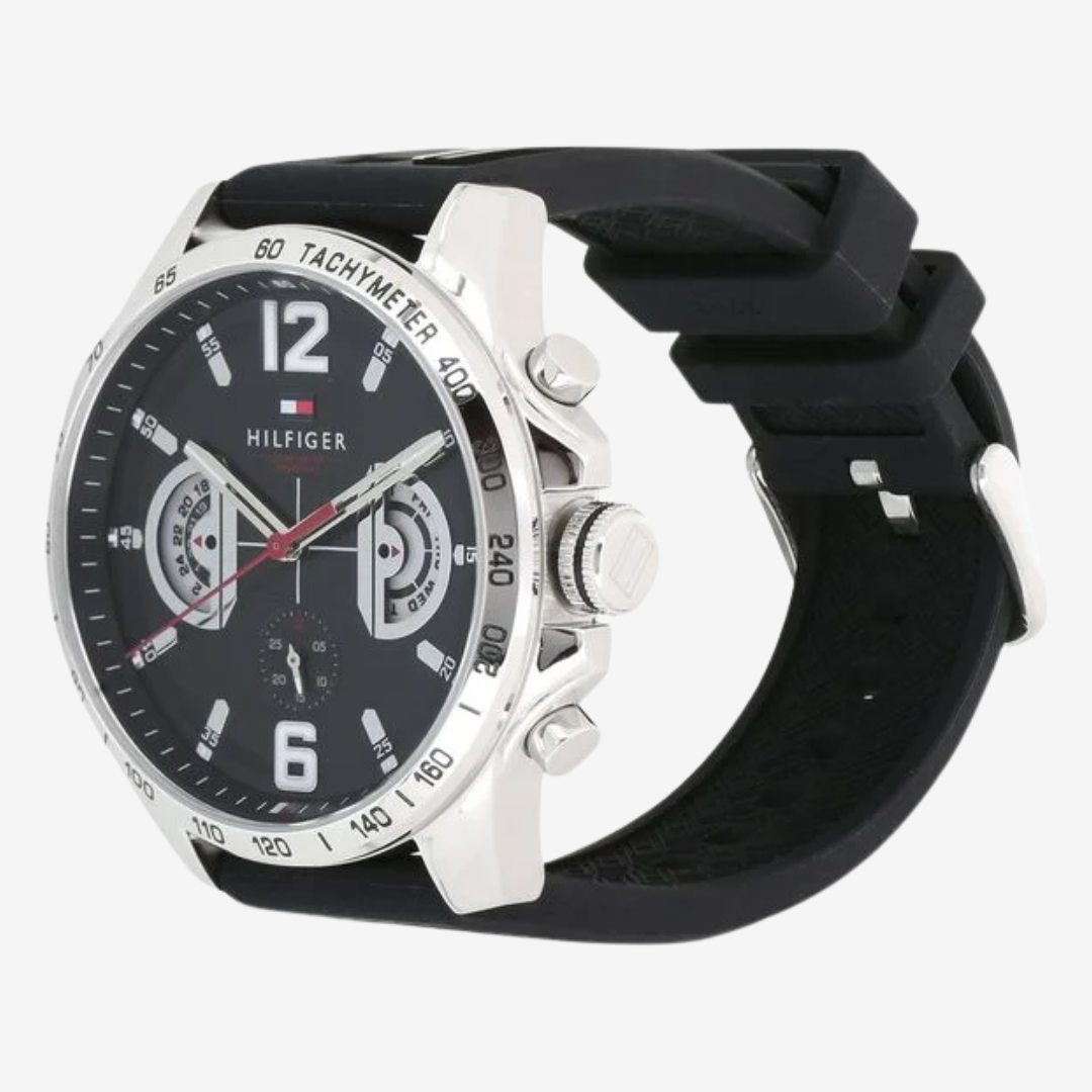 Tommy Hilfiger Men’s Watch 1791473 Multi Dial Quartz black Silicone Strap Original