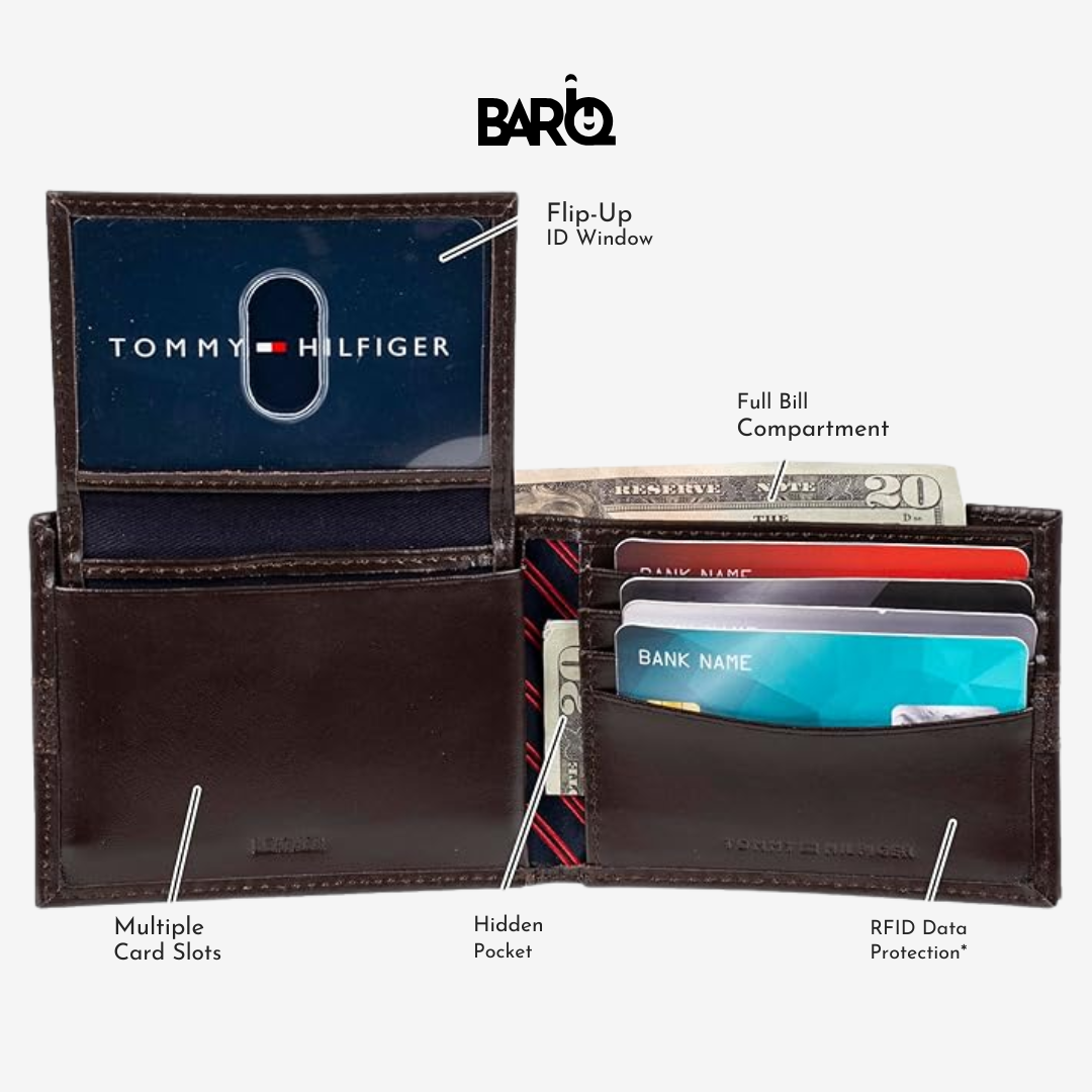 Tommy Hilfiger Men’s Wallet Leather Ranger Passcase Havana