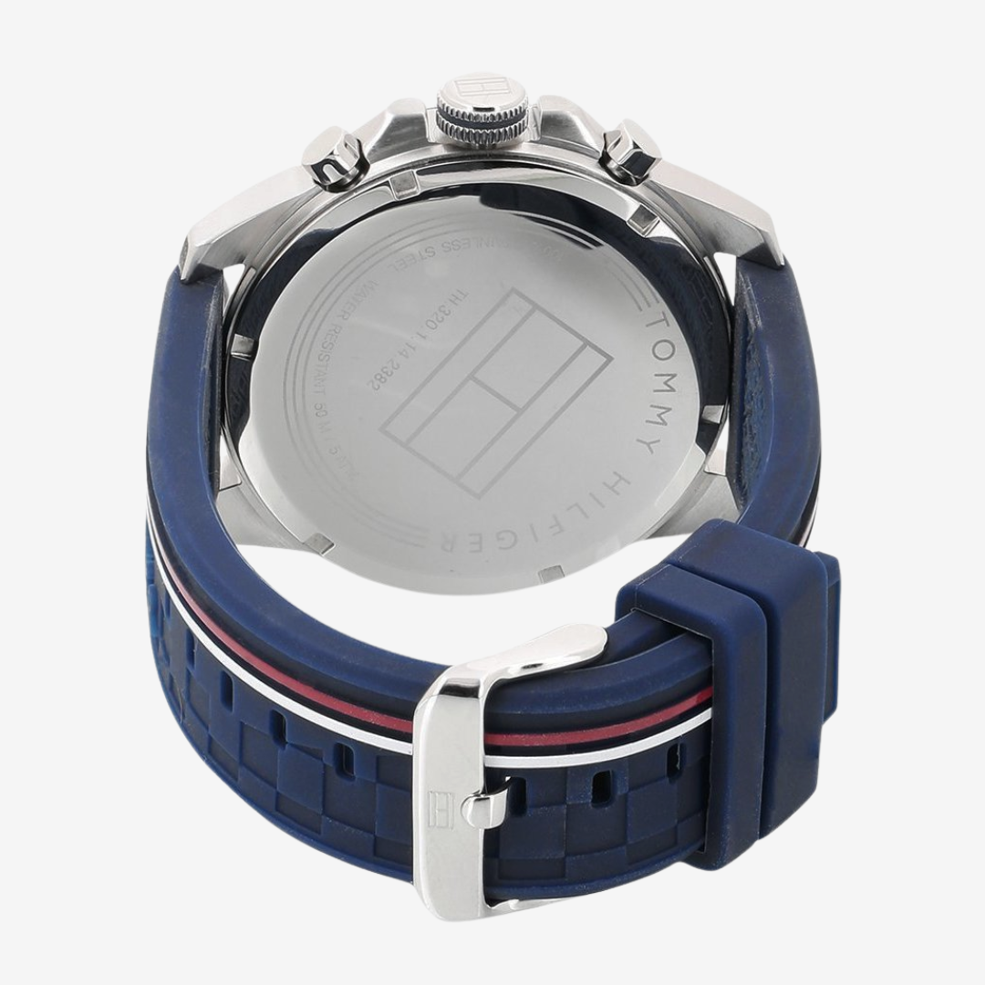 Tommy Hilfiger Men’s Watch 1791476 – Multi-Dial Quartz Navy Blue Silicone Strap -  Mirror Edition