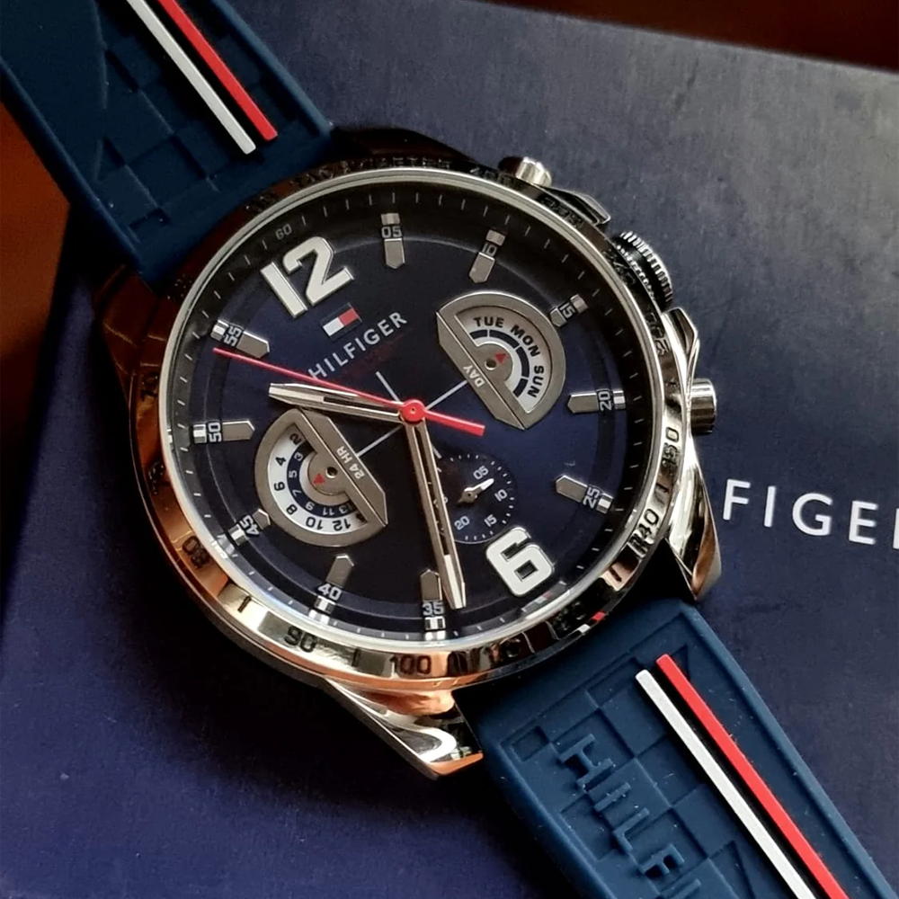 Tommy Hilfiger Multi Dial Quartz Watch for Men with Navy Blue Silicone Strap blue original 1791476