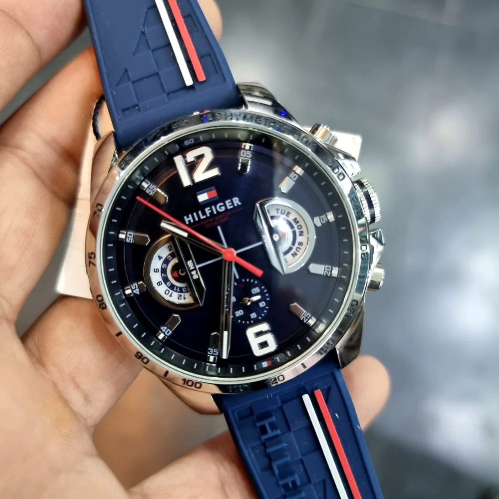 Tommy Hilfiger Multi Dial Quartz Watch for Men with Navy Blue Silicone Strap blue original 1791476