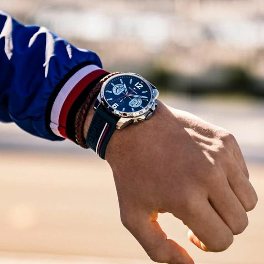 Tommy Hilfiger Multi Dial Quartz Watch for Men with Navy Blue Silicone Strap blue original 1791476