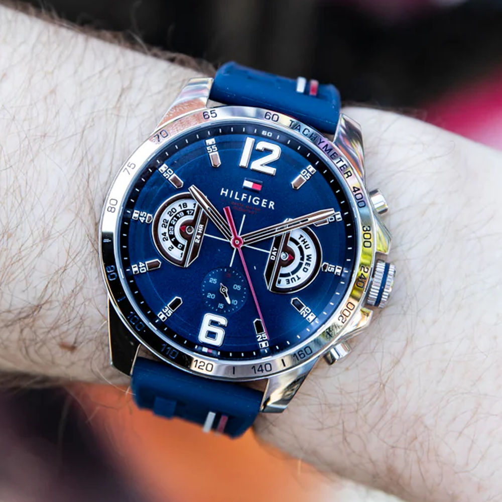 Tommy Hilfiger Multi Dial Quartz Watch for Men with Navy Blue Silicone Strap blue original 1791476