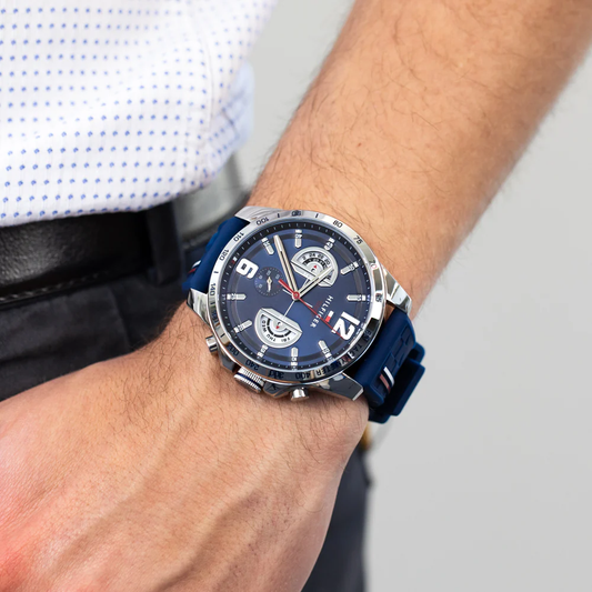 Tommy Hilfiger Multi Dial Quartz Watch for Men with Navy Blue Silicone Strap blue original 1791476