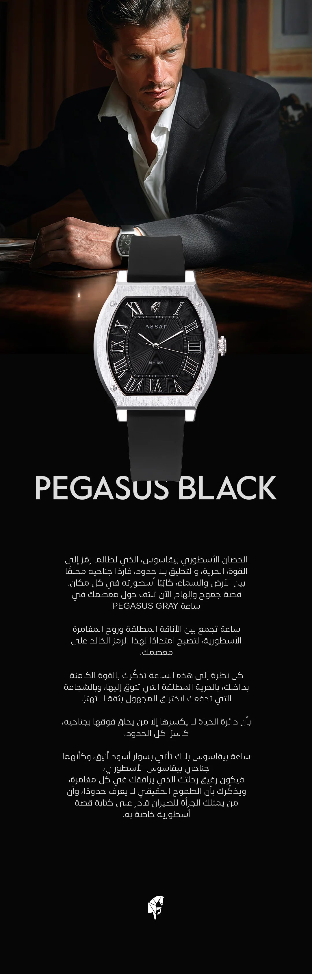 Assaf Pegasus Black Men’s Watch – Original