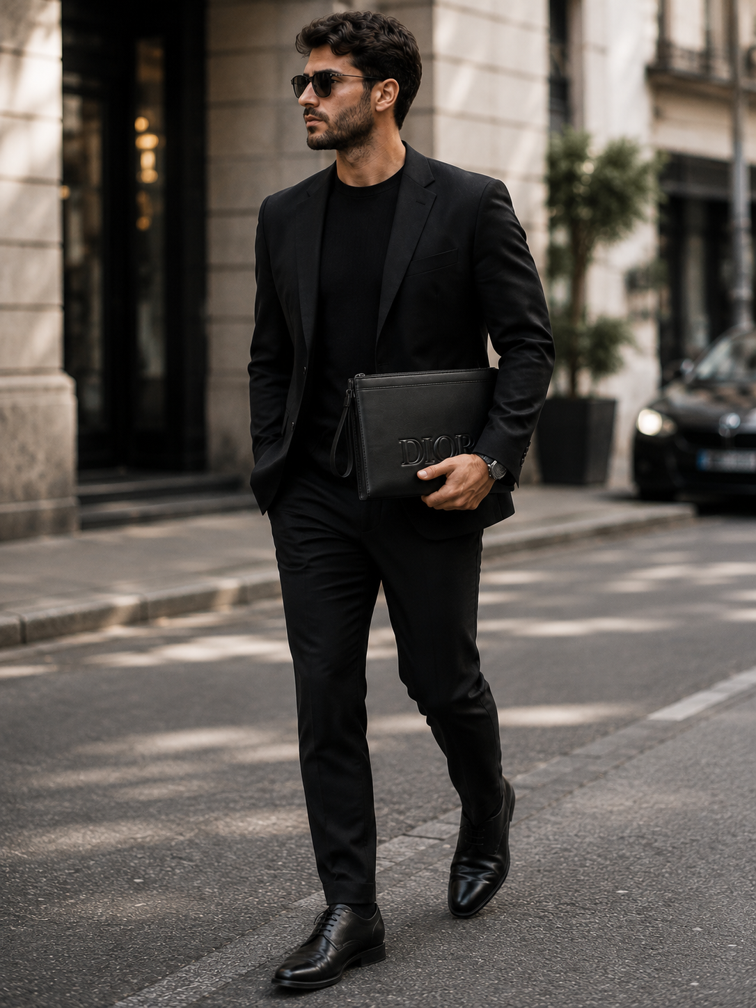 Dior Black Leather Clutch Bag – Elegant Unisex Handbag