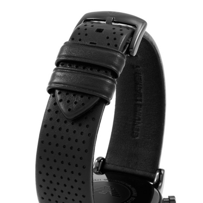 Emporio Armani Men's Black Dial Leather Band Watch - Japanese Quartz, Analog