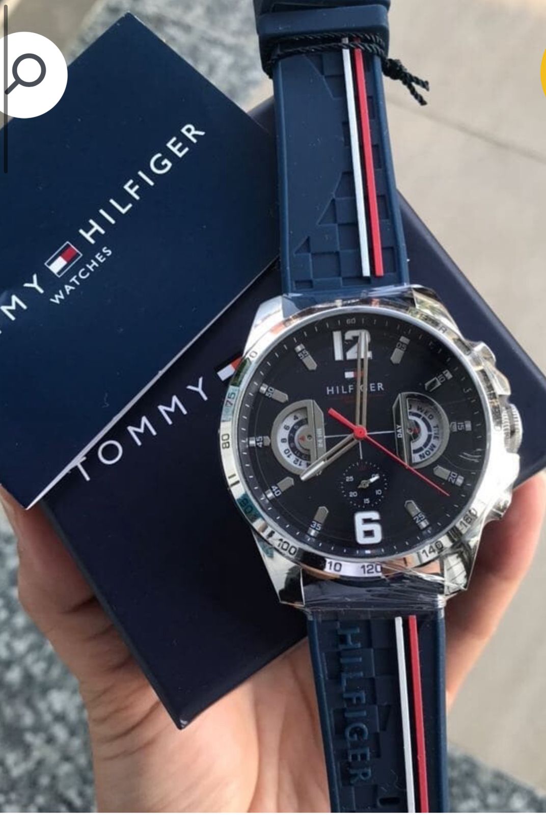 Tommy Hilfiger Men’s Watch 1791476 Multi Dial Quartz Navy Blue Silicone Strap Original