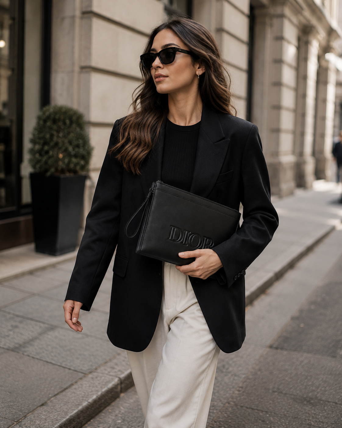 Dior Black Leather Clutch Bag – Elegant Unisex Handbag