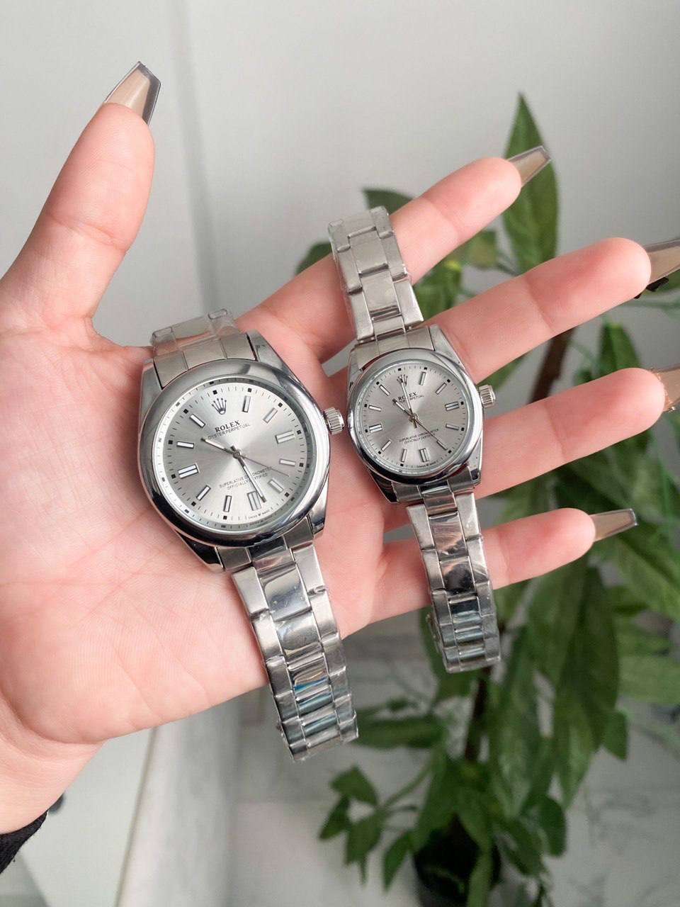 Rolex Oyster Perpetual women’s Watch 31mm + Rolex Oyster Perpetual Men’s Watch 41mm Quartz White Dial Stainless Steel Silver High Quality