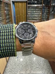 Emporio Armani Renato Silver Stainless Steel Black Dial Chronograph Watch 44mm – Mirror Original