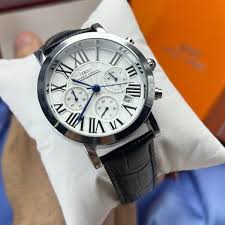 IBSO Men's Watch  White Dial 44mm , Roman Numerals Black Leather Strap Quartz Movement Original Edition