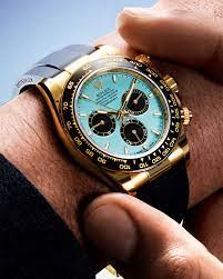 Rolex Daytona Unisex Watch Automatic 40mm – Light Blue Dial, Black Rubber Strap, Gold-Tone Bezel – Mirror Edition