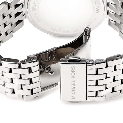 Michael Kors Women’s Watch MK3190 – Silver with Double Crystal Bezel, Elegant Stainless Steel Design