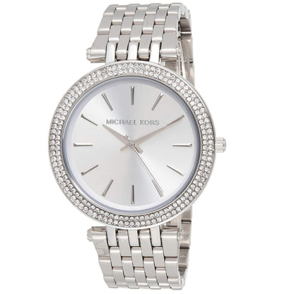 Michael Kors Women’s Watch MK3190 – Silver with Double Crystal Bezel, Elegant Stainless Steel Design
