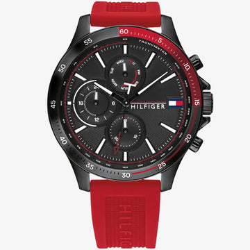 Tommy Hilfiger Men’s Watch 1791722 – Black & Red, Japanese Movement, Original