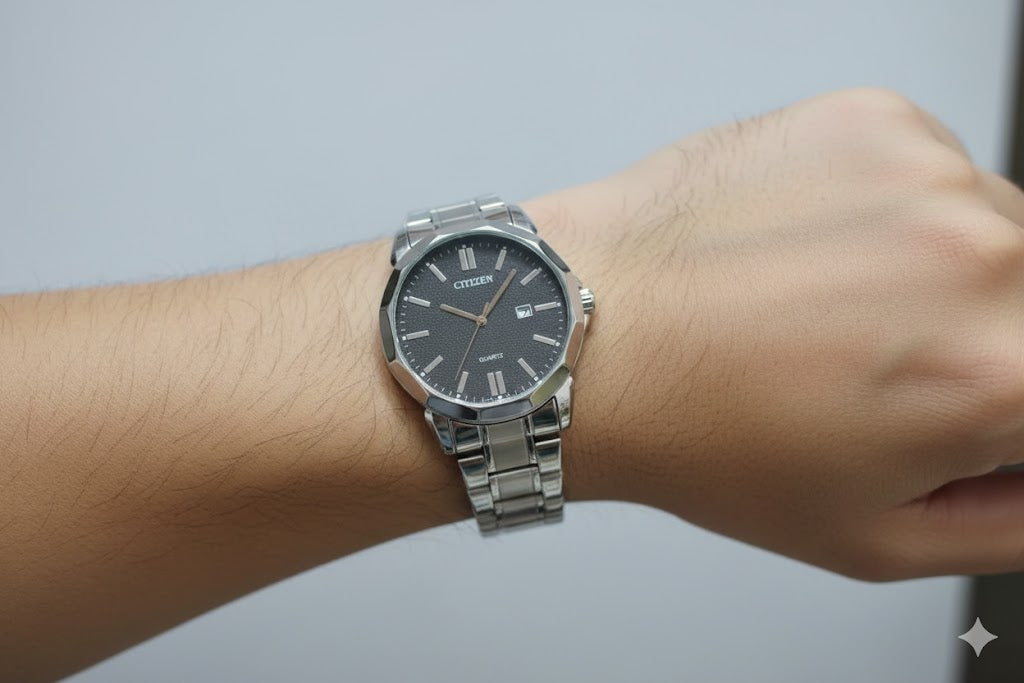 Citizen Men’s Quartz Watch 44mm Stainless Steel, Black Dial Mirror Edition