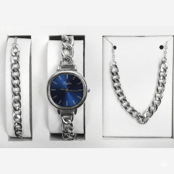 Scottie Women’s Set Silver Watch Necklace Bracelet Stylish Original