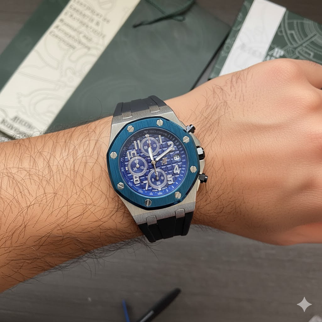 Audemars Piguet Royal Oak Offshore Chronograph Men's Watch Navy Blue Rubber Strap - High Quality