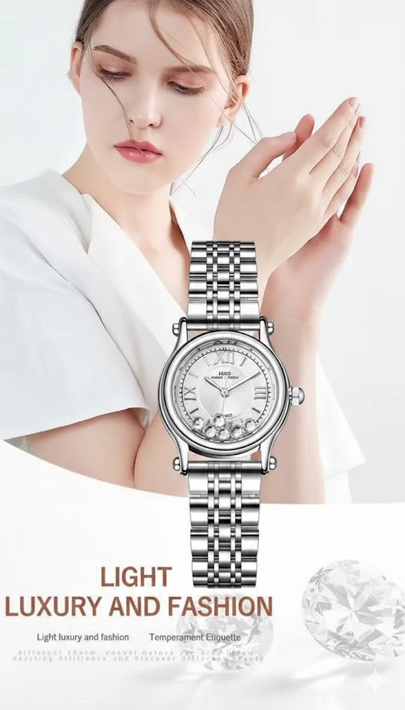 IBSO Original Women’s Watch – Silver Stainless Steel, Japanese Movement & Moving Crystal Dial